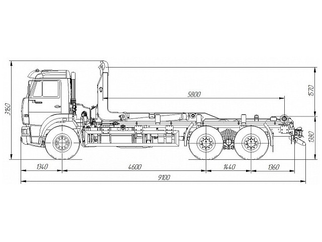 Автомобиль 658667-2032-02 c крюковым погрузчиком